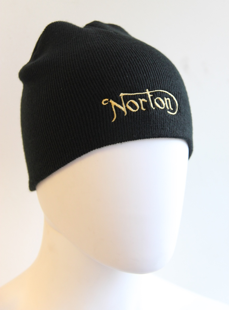 Norton Beanie hat Black Gold Embroidery National Motorcycle Museum