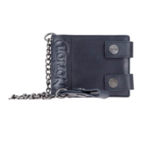 Norton Leather Biker Wallet with Chain Black