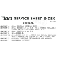 BSA 1948 Complete Service Sheet Index for models Group A,B,C,D and M. STICK/3316