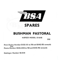 BSA 1968 Illustrated Spare Parts Manual. 173cc D14/4B Bushman Pastoral only. PASTORAL/876