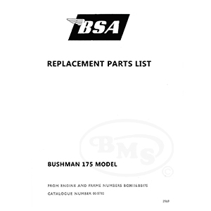 BSA 1969 to 1971 Illustrated Spare Parts Manual. 173cc Bushman only. SHEPHERD/1041