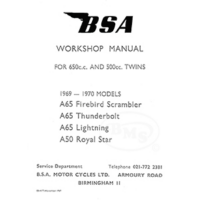 BSA 1969 to 1970 Workshop Manual A65 Firebird A65 Thunderbolt A65 Lightning and A50 Royal Star. CHARIOT/956