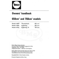 BSA 1971 to 1972 Instruction Manual 650cc models A65T Thunderbolt A65L Lightning and 750cc A75L Lightning 75. BROMLEY/2554