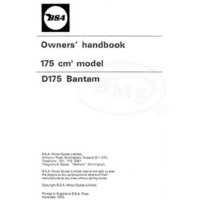 BSA 1971 Instruction Manual model D175 Bantam only. FEND/1470