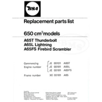 BSA 1971 Illustrated Spare Parts list 650cc A65T Thunderbolt A65L Lightning and A65FS Firebird Scrambler. BROCKTON/2553