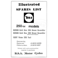 BSA 1971 Illustrated Spare Parts Manual 250cc B25SS(GS) and B25T Victor Trail unit singles only. BRAMLEY/617