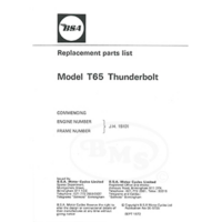 BSA 1973 Spare Parts List model T65 Thunderbolt. Not Illustrated from engine/frame No. J.H 15101. BURWELL/2581