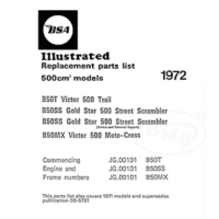 BSA 1972 Illustrated Spare Parts Manual 500cc B50T Victor Trail and B50MX Victor and B50SS Gold Star. OMAR/1140