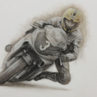 Joey Dunlop by Stephen Doig - B&W