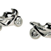 Cufflinks - Motor Bike Chain Link Silver Plate CK332
