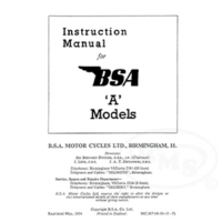 BSA 1954 Reprinted Instruction Manual for A Models. DICKINSON/1447