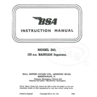 BSA 1966 Instruction Manual.173cc D10 Bantam Supreme only. FROLLY/1049