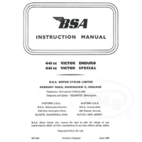 BSA 1966 Instruction Manual 441cc OHV Victor Enduro and Victor Special only. BRADLY/938