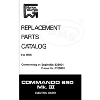 Norton 1975 Illustrated Spares List. Commando 850 mark 3 electric start. From engine no.352001 frame no F125001. RAYMOND/1867