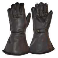 Black Leather/Merino Wool Lined Gauntlets