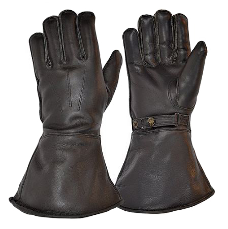 Black Leather/Merino Wool Lined Gauntlets