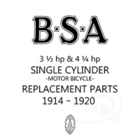 BSA 1914 to 1920 Illustrated Spare Parts Manual. All models.Single cylinder models. APLEY/2401