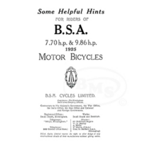BSA 1925 Instruction Manual for 7.70hp and 9.86hp models. BRIDGE/2547
