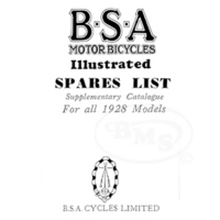 BSA 1928 Illustrated Spare Parts Supplement. Use in conjunction with 1927 Manual (Rebecca/1081). EADIE/1157