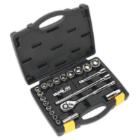 Socket Set 22pc 1/2"Sq Drive 6pt WallDrive Metric - S0913