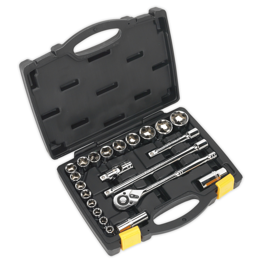 Socket Set 22pc 1/2"Sq Drive 6pt WallDrive Metric - S0913