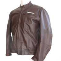 Scott Retro Leather Jacket Brown Plain