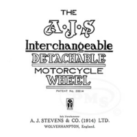 AJS 1914 - 1923 Illustrated Instructions for interchangeable detachable wheels. RULEX/1705