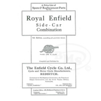 Royal Enfield 1922 to 1923 Illustrated Spare Parts List. For 8hp sidecar combination only. PURITAN/1861