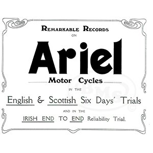 Ariel 1913 Details of Ariel Success in 1913. Includes large illustrations of 3.5hp 3-speed model. MODEL/1626