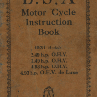 BSA 1931 Instruction Manual for 2.49 hp 3.49hp 4.93hp/ de Luxe. LYNN/3421