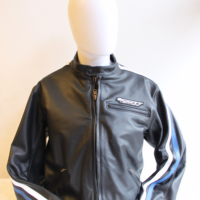 Scott Retro Leather Jacket (Blue & White Stripe)