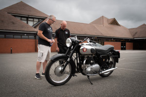 (l-r) Richard George and Wesley Wall inspect the BSA A10 (1)