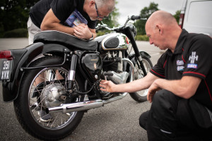 (l-r) Richard George and Wesley Wall inspect the BSA A10