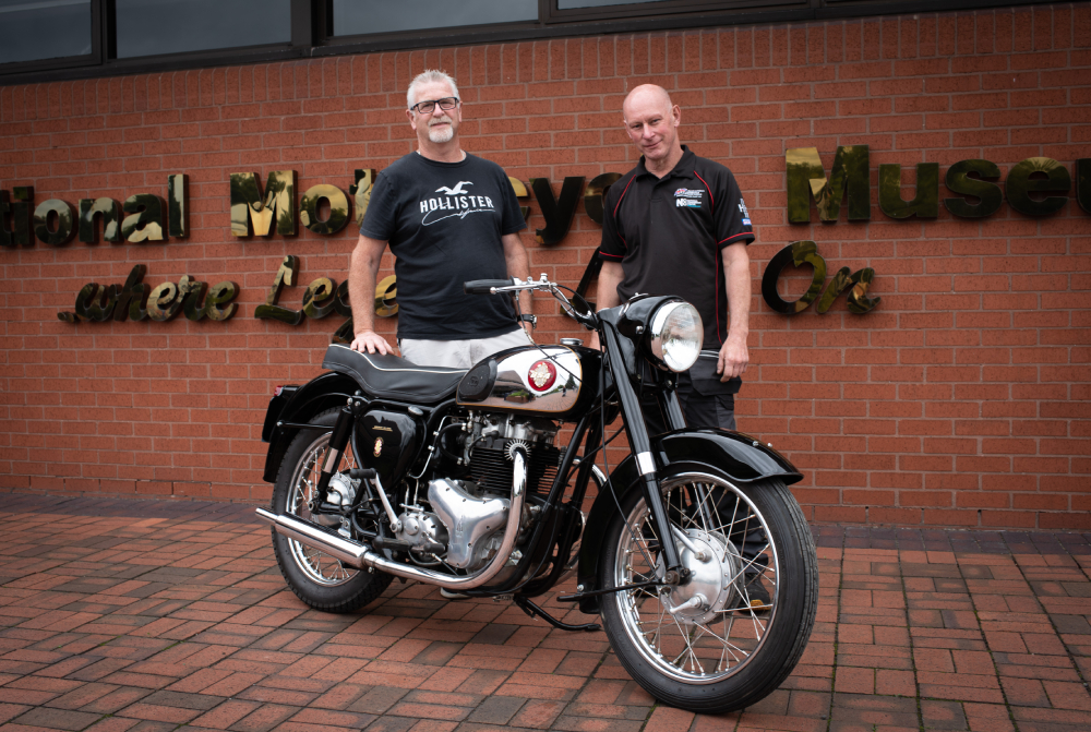 (l-r) Richard George and Wesley Wall with the BSA A10